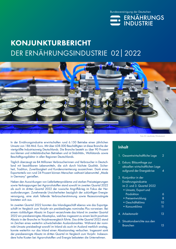 Cover des Konjunkturberichts der Ernährungsindustrie Februar 2022