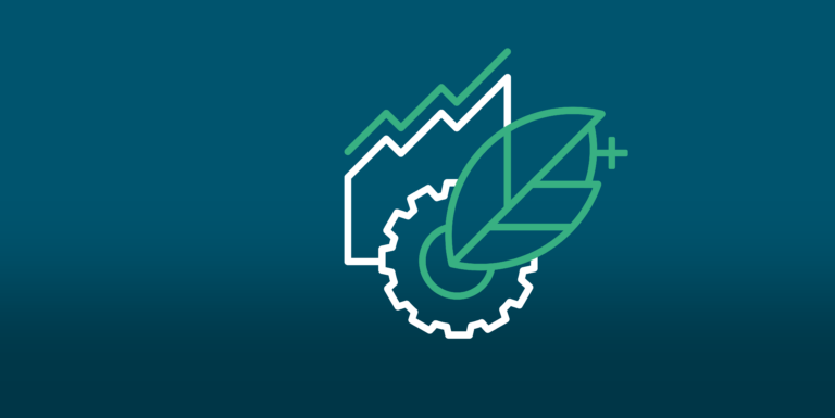 Logo der Klimaschutzkampagne "PlusPlus Prinzip" auf blauem Hintergrund.