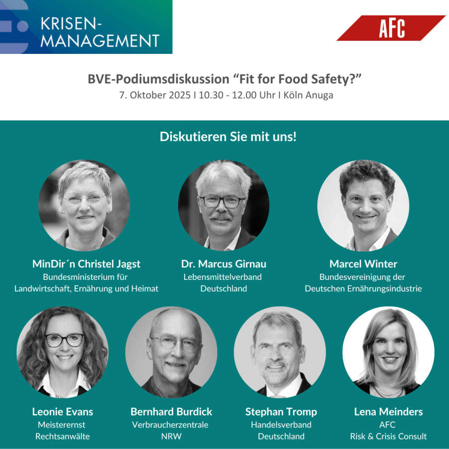 Referenten Fit for Food Safety Podiumsdiskussion Anuga 2025