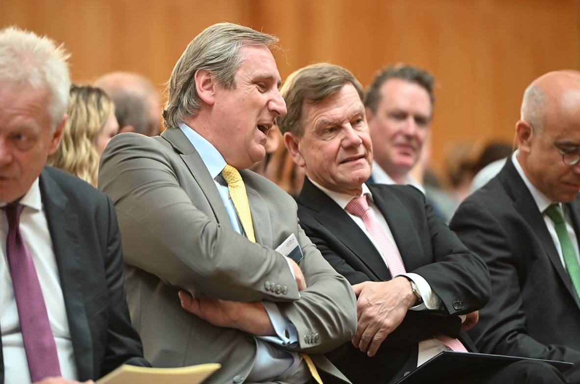 Dr. Christian von Boetticher und Johann Wadephul MdB im Gespräch beim 11. Außenwirtschaftstag der Agrar- und Ernährungswirtschaft 2025 in Berlin.